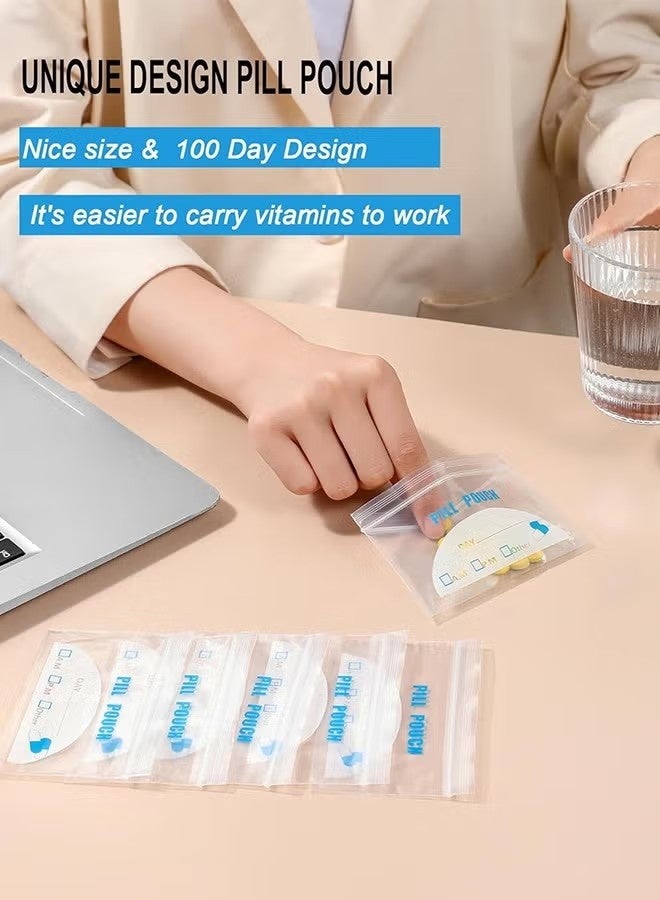 Happy D 100 Pack Pill Pouch Bags - (4" X 2.75") Thickness is 6 Mil, Portable Plastic Pills Bag Hold Vitamin, Supplements, Medication, and Vitamin Storage - Image 3