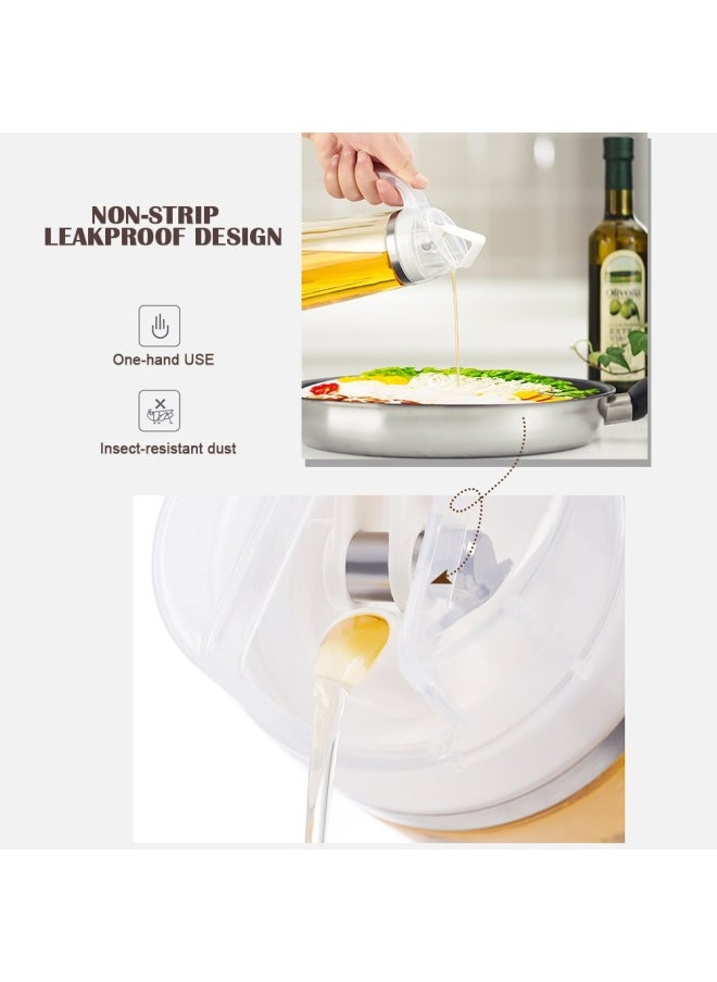 Marbrasse Auto Flip Olive Oil Dispenser Bottle 20 Oz Leakproof Condiment Container With Automatic Cap And Stopper Non-Drip Spout Non-Slip Handle For Kitchen Cooking Brown  White  - Image 3