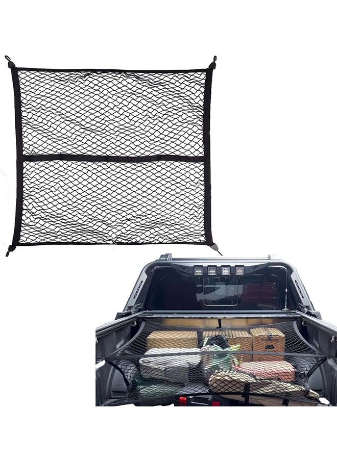 MVAQKLM  Cargo Net for Pickup Truck Bed, Elastic Cargo Net Stretchable Mesh Organizer, 4' x 4' Stretches to 7' x 7' Suitable for Daily Light Loads of Trucks(Single Layer)  - Image 1