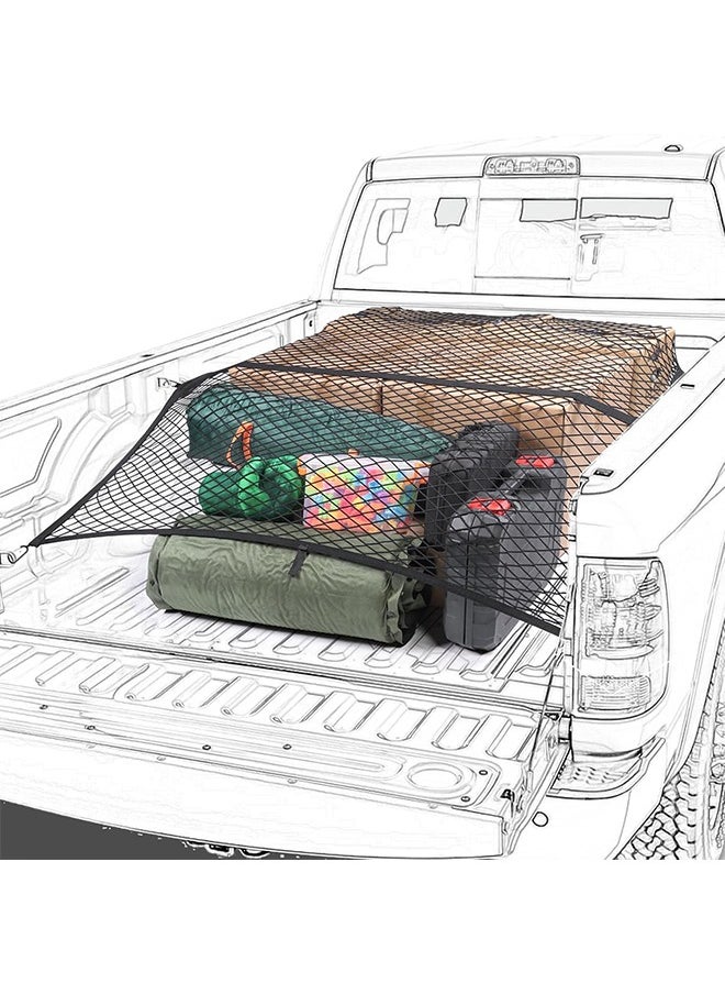MVAQKLM  Cargo Net for Pickup Truck Bed, Elastic Cargo Net Stretchable Mesh Organizer, 4' x 4' Stretches to 7' x 7' Suitable for Daily Light Loads of Trucks(Single Layer)  - Image 2