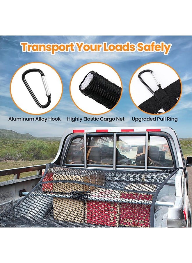 MVAQKLM  Cargo Net for Pickup Truck Bed, Elastic Cargo Net Stretchable Mesh Organizer, 4' x 4' Stretches to 7' x 7' Suitable for Daily Light Loads of Trucks(Single Layer)  - Image 3