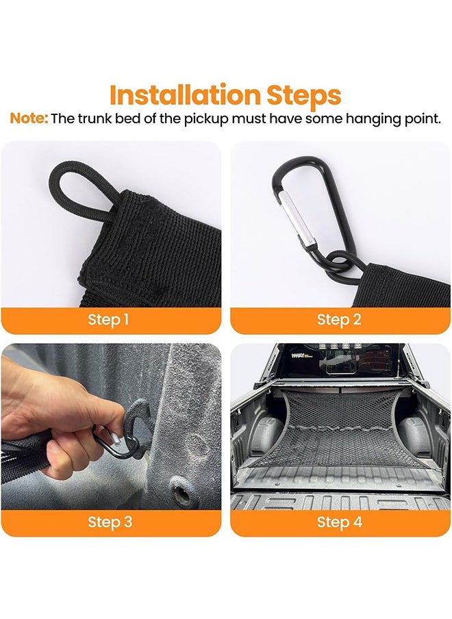 MVAQKLM  Cargo Net for Pickup Truck Bed, Elastic Cargo Net Stretchable Mesh Organizer, 4' x 4' Stretches to 7' x 7' Suitable for Daily Light Loads of Trucks(Single Layer)  - Image 5