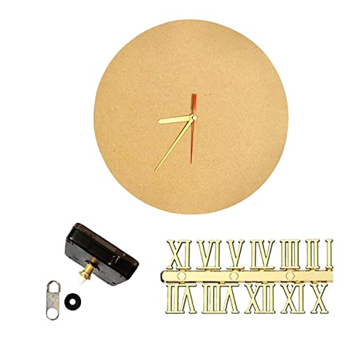 R H LIFESTYLE DIY Clock Making Kit Round Wooden Base with Roman Number, Clock Hands and Movement Machine Resin Clock Epoxy Kit (6 INCH) - Image 1