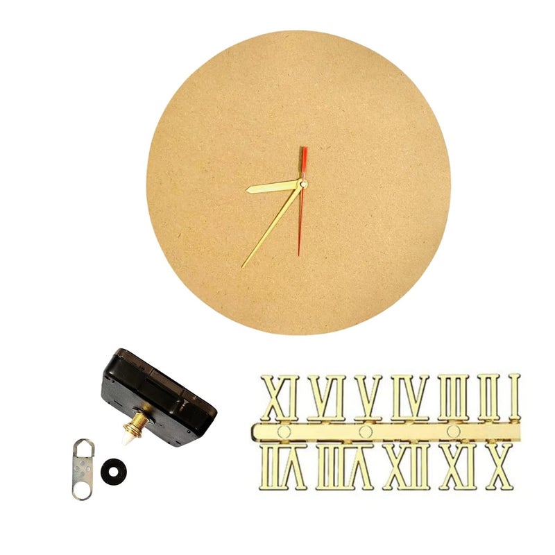R H LIFESTYLE DIY Clock Making Kit Round Wooden Base with Roman Number, Clock Hands and Movement Machine Resin Clock Epoxy Kit (6 INCH) - Image 5