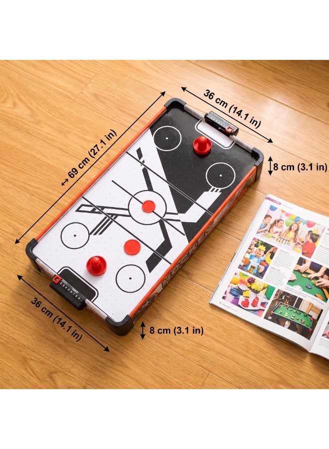EASY FUTURE Air Hockey Game Table for Kids Air Hockey Table with Powerful Air Flow Fan Table Top Air Hockey Game Ice Hockey Game Table Compact Tabletop Game for Two Player Indoor Competition Family Party Leisure NO.1805 - Image 2