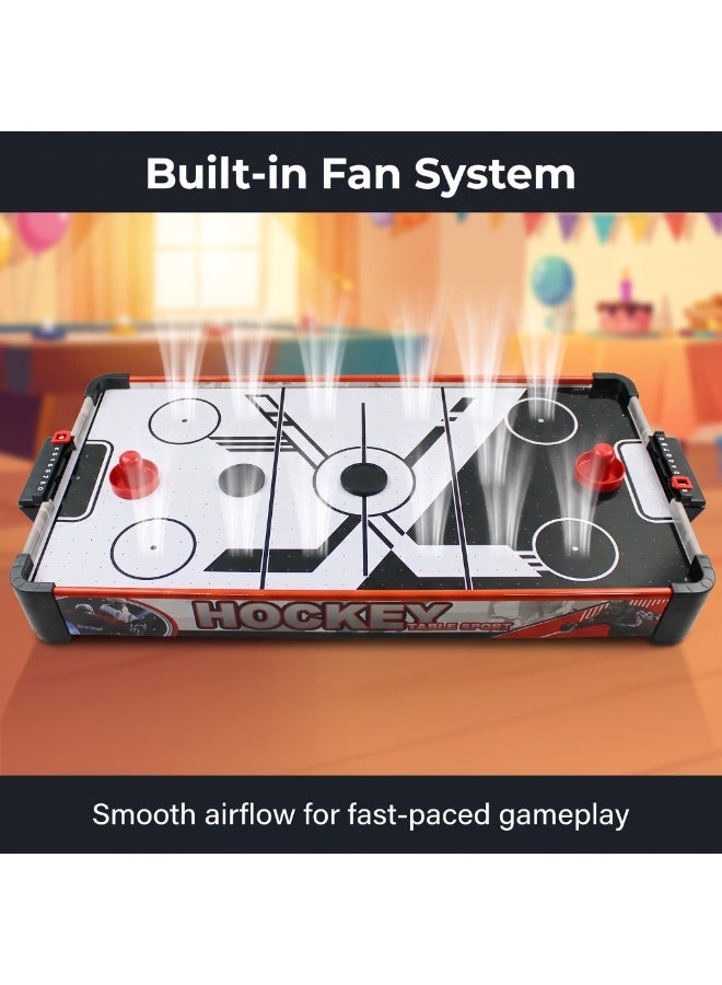 EASY FUTURE Air Hockey Game Table for Kids Air Hockey Table with Powerful Air Flow Fan Table Top Air Hockey Game Ice Hockey Game Table Compact Tabletop Game for Two Player Indoor Competition Family Party Leisure NO.1805 - Image 4