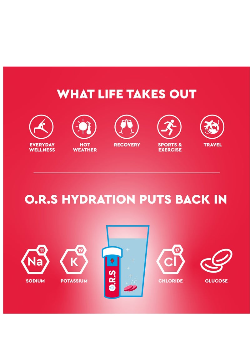 Ors Hydration Tablets With Electrolytes, Vegan, Gluten And Lactose Free Formula - Strawberry Flavor - 24 Count Pack of 6