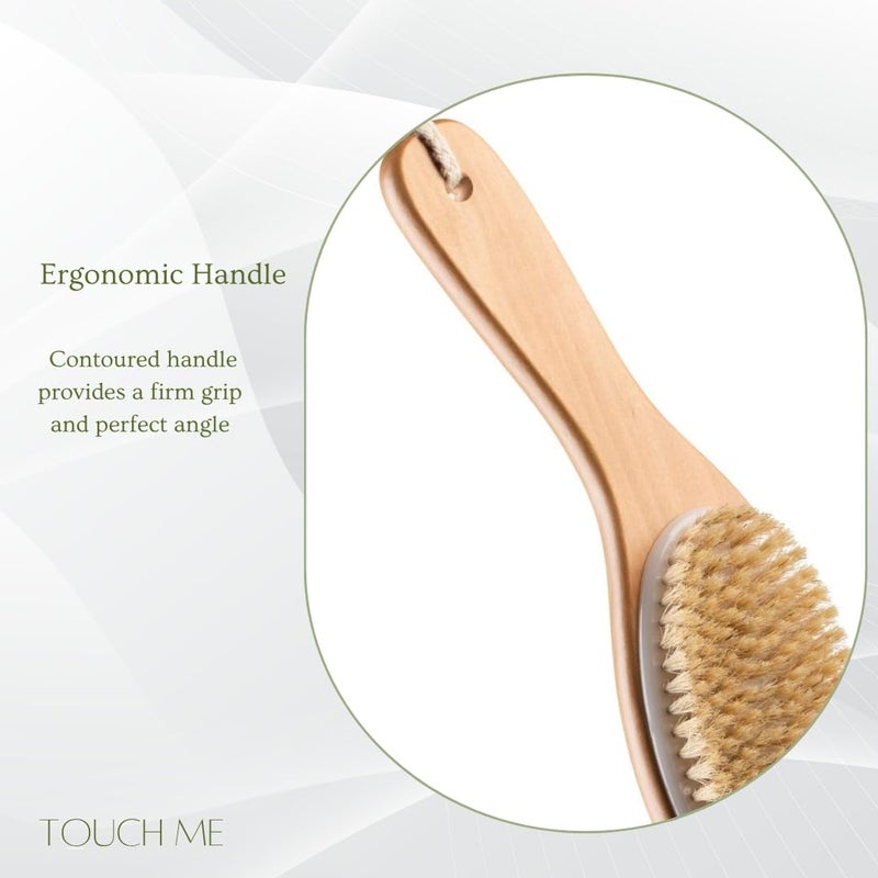 TouchME 100% Natural Boar Bristle Body Brush with Contoured Wooden Handle by - Image 4