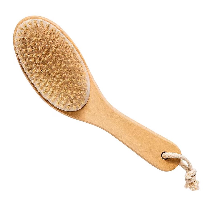 TouchME 100% Natural Boar Bristle Body Brush with Contoured Wooden Handle by - Image 1