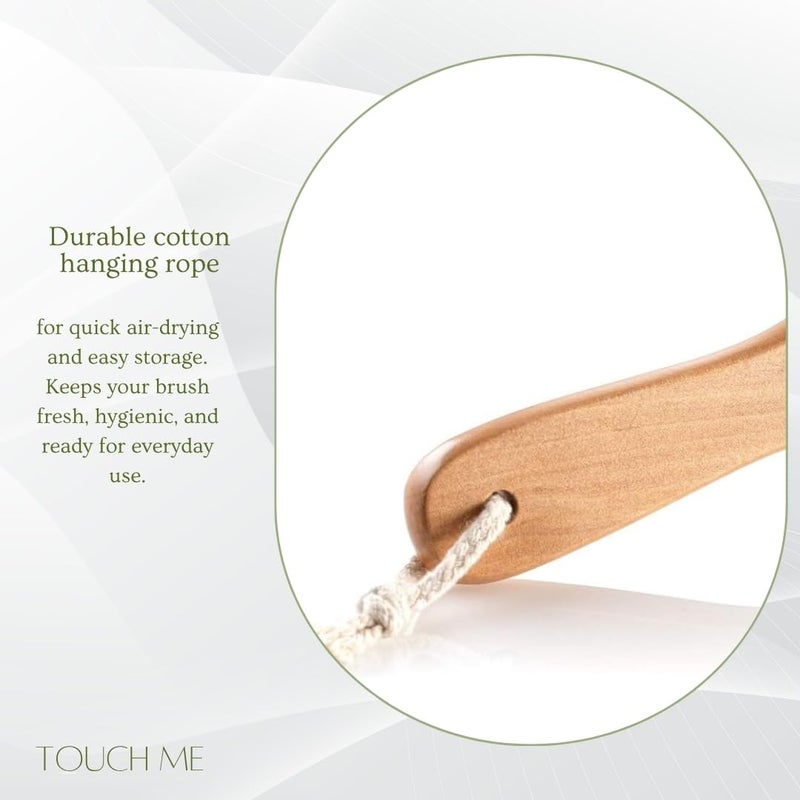 TouchME 100% Natural Boar Bristle Body Brush with Contoured Wooden Handle by - Image 5