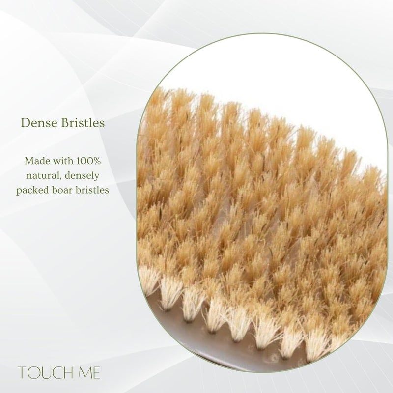 TouchME 100% Natural Boar Bristle Body Brush with Contoured Wooden Handle by - Image 3