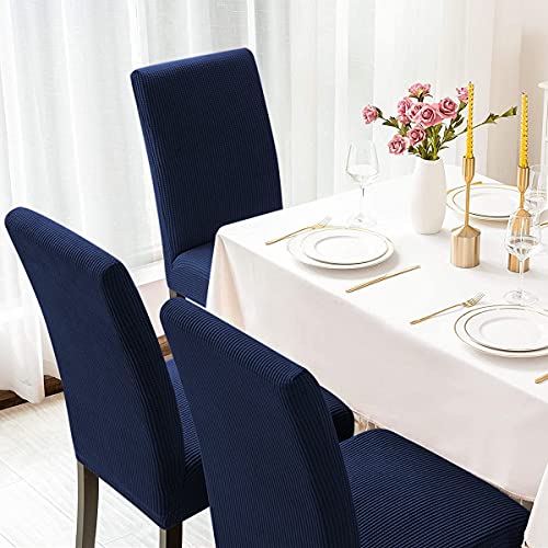 Aertiavty Chair Covers for Dining Room Set of 4 Kitchen Chair Covers, Dining Room Chair Seat Covers Chair Slipcover Parsons Chair Covers, Navy Blue - Image 4