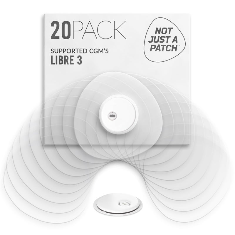 Not Just A Patch Freestyle Libre 3 Plus Sensor Covers (20 Pack) â€“ Breathable, Sweatproof & Secure Hold â€“ Precision-Cut Hole for Ventilation, Adhesion & Gentle Support â€“ 10-14 Day Wear - Transparent - Image 1
