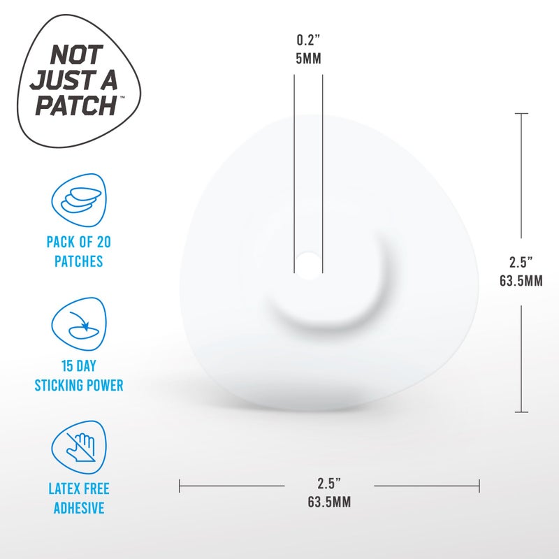 Not Just A Patch Freestyle Libre 3 Plus Sensor Covers (20 Pack) â€“ Breathable, Sweatproof & Secure Hold â€“ Precision-Cut Hole for Ventilation, Adhesion & Gentle Support â€“ 10-14 Day Wear - Transparent - Image 5