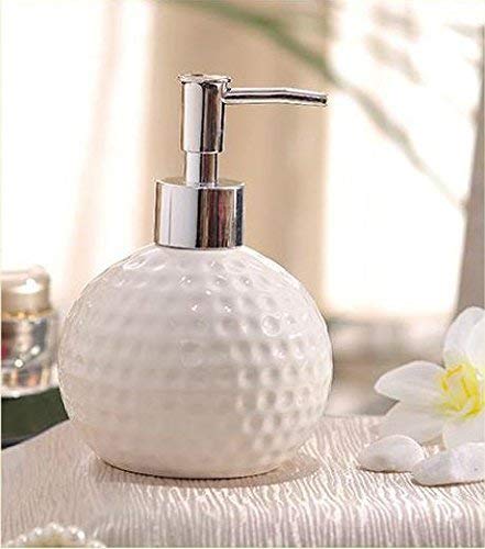 Prostuff.in Ceramic 250 ml Dots Carved Hand wash dispensers Pump, Ceramic soap Dispenser, Pack of 1 (White) - Image 1