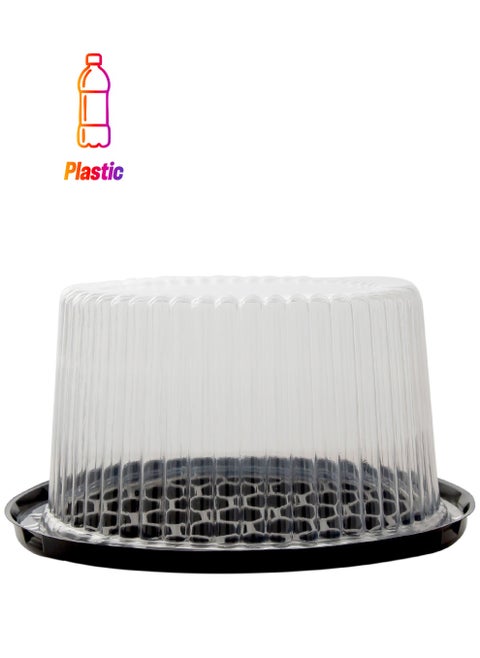 Plastic Disposable  Cake Containers Carriers with Dome Lids and Cake Boards |with black bottom 7 inch (H022/G/T) 1 packet x 5 pieces