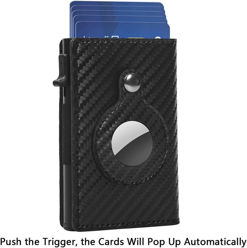 Fermido Slim Wallet for Air Tag| Genuine Leather RFID Credit Card Money Holder Automatic Pop up Mini Aluminum Wallet | Pocket-Sized and Slim Design Multipurpose Accessory for AirTag Case Cover for Men… - Image 2