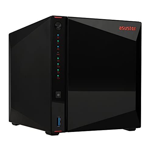 Asustor AS5404T 4 Bay NAS Intel QuadCore 20GHz CPU 4X M2 NVMe SSD Slots 2 x 25 GbE Ports 4 GB DDR4 RAM Cloud Storage for Gaming and Live Stream Network Attached Storage Diskless - Image 1