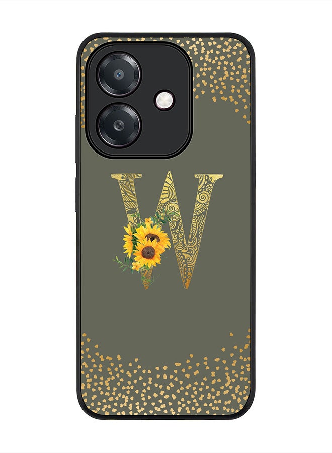 Stylizedd For Oppo A5i Case,Slim fit Camera Protection, Shockproof Thin Phone cover  - Custom Floral Monogram - W  (Olive Green )