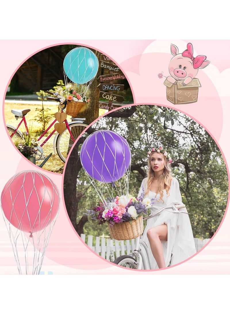 SOLARAE 8 Pcs Hot Air Balloons Net, 36'' Hot Air Balloon Arrangement Net, Without Balloon Hot Air Balloon Decorations for Centerpiece Photo Props Baby Shower Weddings Birthdays Party Home Decor - Image 3