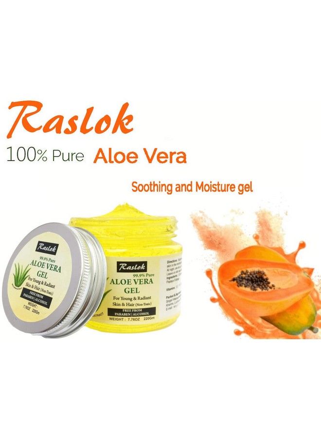 Raslok Aloe Vera Gel Pure Natural Organic Aloe Gel For Moisturizing Face Skin & Hair Care (Papaya 7.76 Oz)  - Image 3