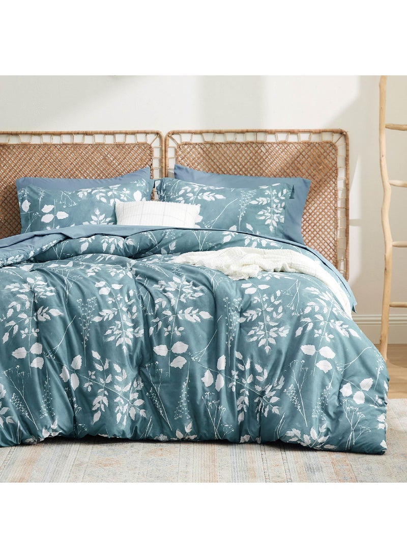 Bedsure Bedsure Mineral Blue Queen Comforter Set - 7 Pieces Floral Bedding Sets Queen Bed in a Bag with Reversible Botanical Flowers Comforter  Sheets  Pillowcases & Shams  - Image 1