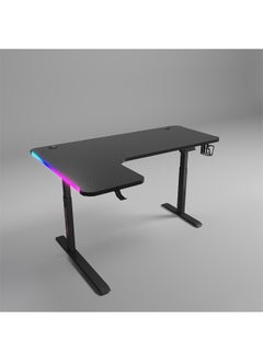 keke Multifunctional Adjustable Height Gaming Desk with RGB LED Lights, Wireless Remote, Handle Rack, Cup Holder, USB Socket and Headphone Hook 140 CM  - Image 1