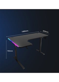 keke Multifunctional Adjustable Height Gaming Desk with RGB LED Lights, Wireless Remote, Handle Rack, Cup Holder, USB Socket and Headphone Hook 140 CM  - Image 4