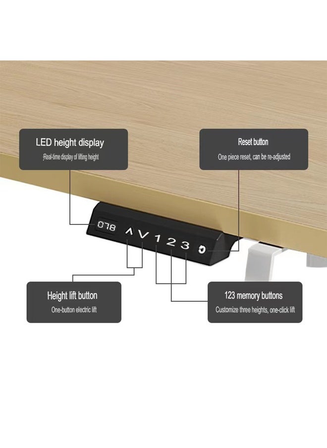 keke - Multifunctional Adjustable Height Gaming Desk with RGB LED Lights, Wireless Remote, Handle Rack, Cup Holder, USB Socket and Headphone Hook 140 CM - Image 1