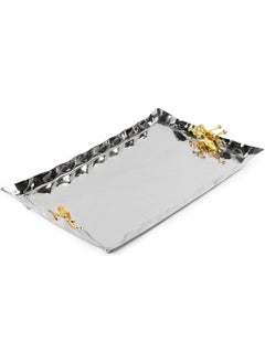 Antep Sepeti Antep Basket Silver Plated Hammered Copper Tray 32CM  - Image 2