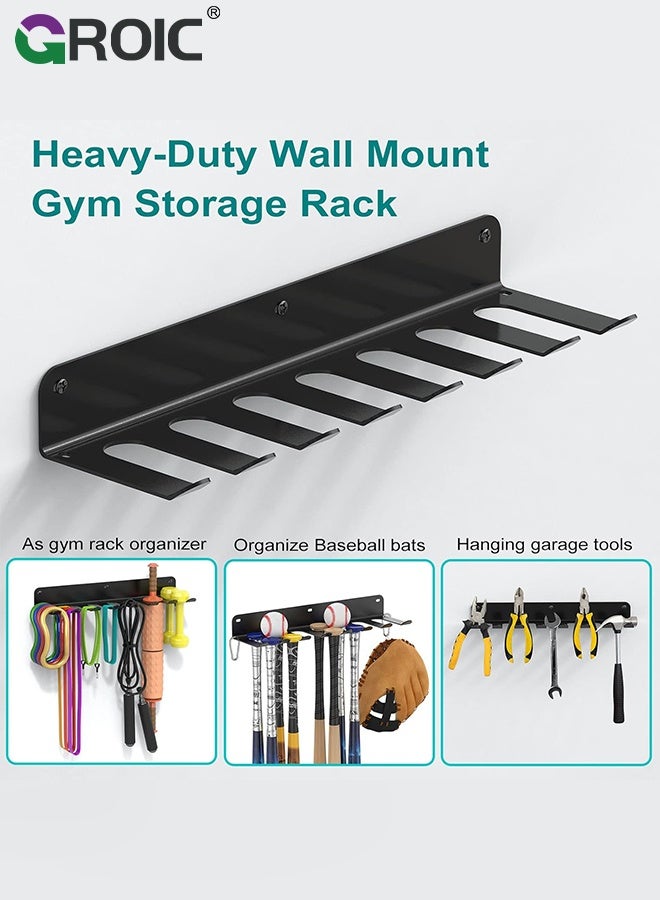 GROIC 8 Hook Wall-Mounted Gym Equipment Storage Rack,Home Gym Accessories Organization Storage Rack Equipment For Home,Wall Hanger Display Gear for Resistance Bands Jump Ropes - Image 4