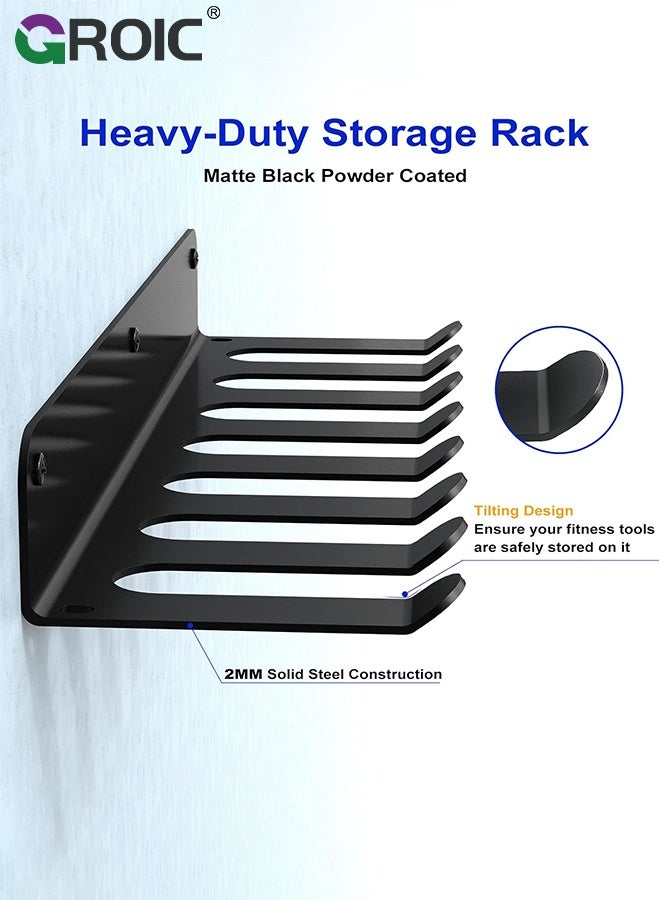 GROIC 8 Hook Wall-Mounted Gym Equipment Storage Rack,Home Gym Accessories Organization Storage Rack Equipment For Home,Wall Hanger Display Gear for Resistance Bands Jump Ropes - Image 2
