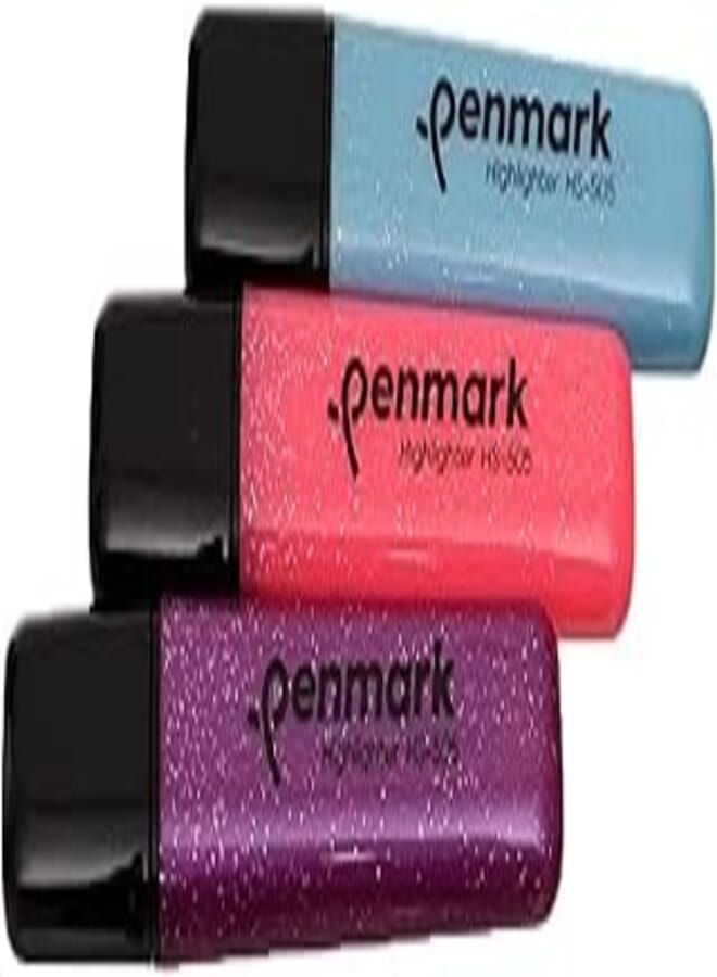 Penmark HS-505 High Quality Metallic Permanent Highlighter Pen Set Of 3 Pcs. - Multi Color
