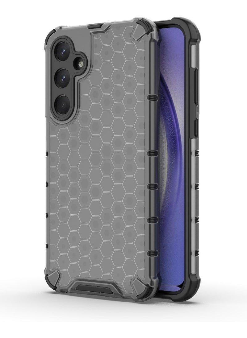 Generic - Cover compatible with Samsung A35 5G , original honeycomb design case with superior shock protection with an elegant appearance - transparent back with black edges (Black) - Image 1