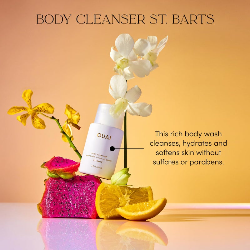 OUAI Body Cleanser, St. Barts Travel Size - Foaming Body Wash with Jojoba Oil & Rosehip Oil to Hydrate, Balance & Soften Skin - Paraben, Phthalate & Sulfate Free Skin Care Products (3 fl oz) - Image 4