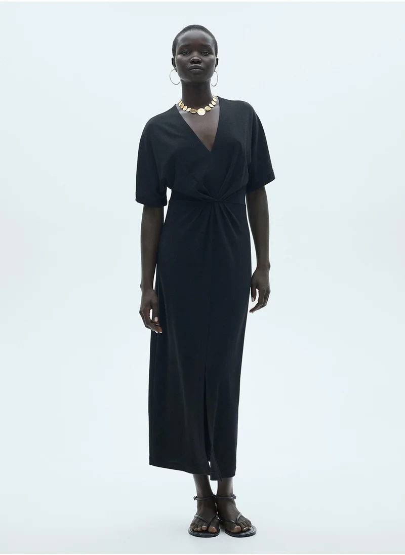 مانجو Short-Sleeved Draped Dress