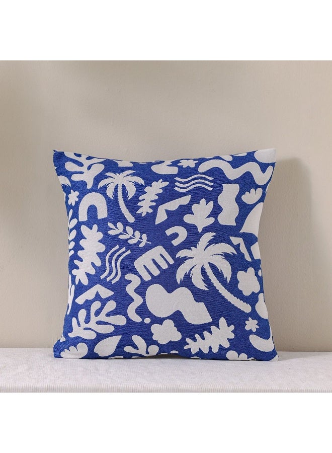 DANUBE HOME Woven Cushion  | Patio Throw Pillow Garden Farmhouse Decor | Decorative Cushion For Outdoor Seating Chair Sofa Swing Gazebo 45X45cm-Nice Dazzling Blue - Image 1