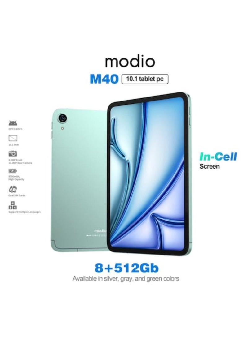 modio Modio M40 10.1-Inch Tablet – Powerful 8GB RAM, 512GB Storage, Dual SIM, High-Capacity Battery, and Stunning In-Cell Display for Seamless Performance (green) colour.  - Image 4