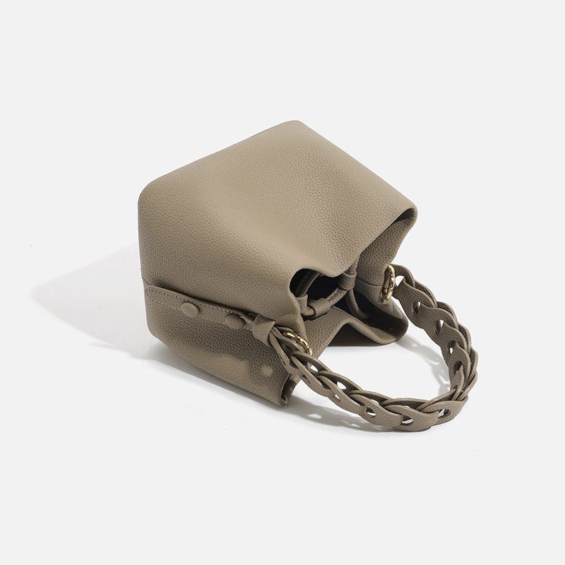 2025 Spring New Soft Leather Vegetable Basket Bag, High-End Commuter Shoulder Crossbody Bag, Mini Bucket Handbag For Women - Image 4