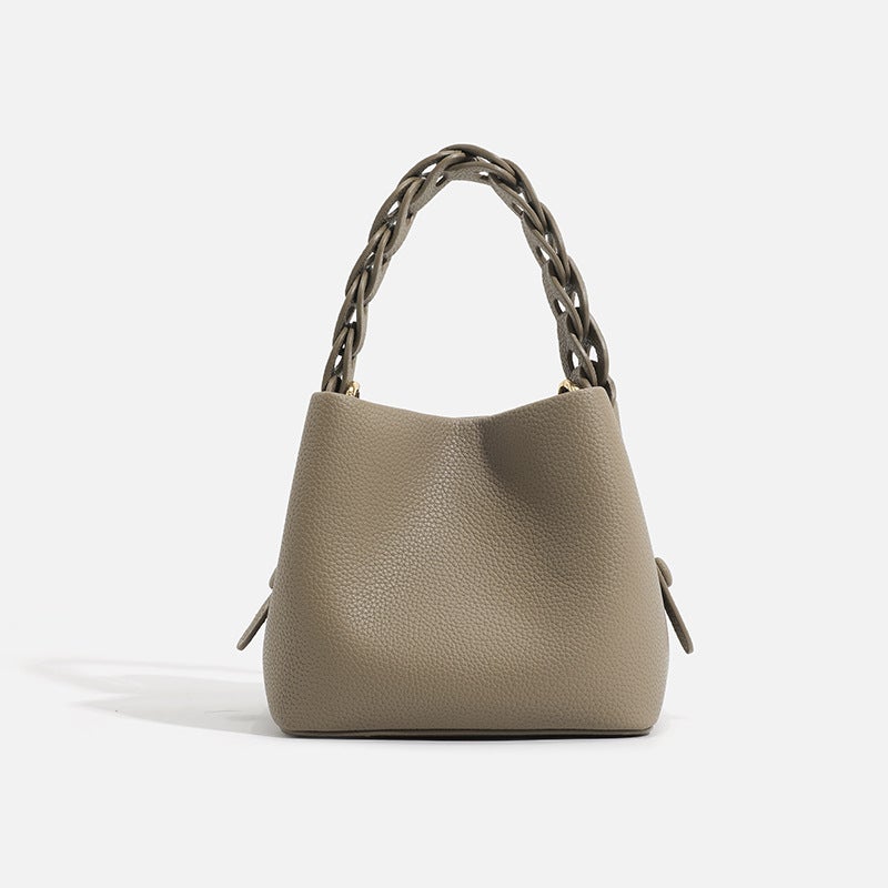 2025 Spring New Soft Leather Vegetable Basket Bag, High-End Commuter Shoulder Crossbody Bag, Mini Bucket Handbag For Women - Image 1