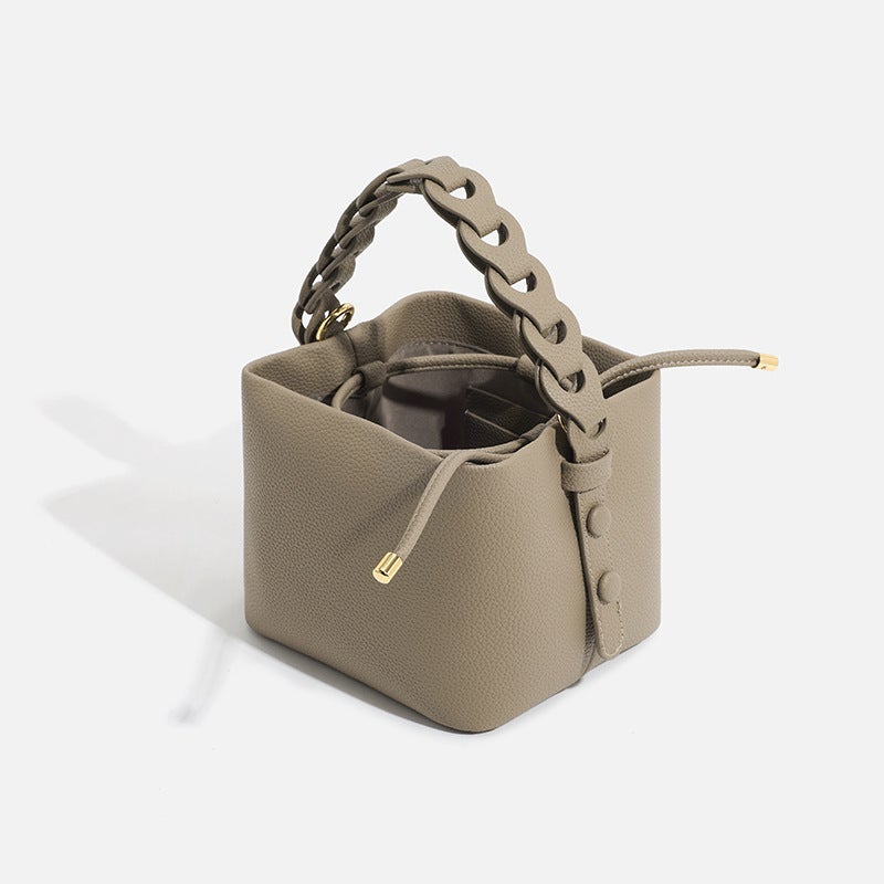 2025 Spring New Soft Leather Vegetable Basket Bag, High-End Commuter Shoulder Crossbody Bag, Mini Bucket Handbag For Women - Image 3