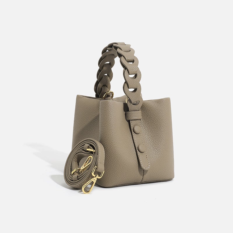 2025 Spring New Soft Leather Vegetable Basket Bag, High-End Commuter Shoulder Crossbody Bag, Mini Bucket Handbag For Women - Image 2