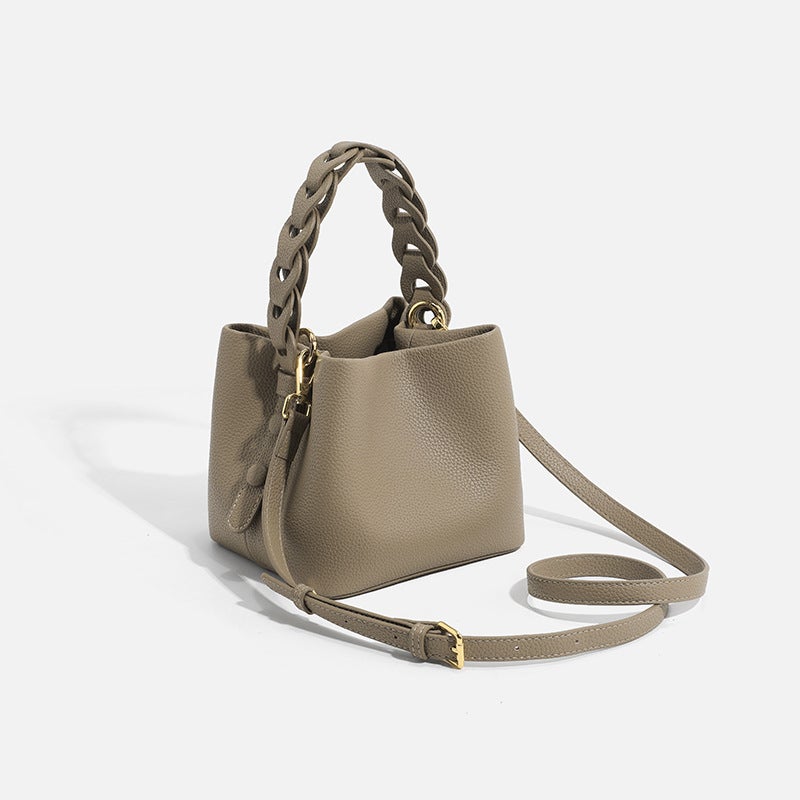 2025 Spring New Soft Leather Vegetable Basket Bag, High-End Commuter Shoulder Crossbody Bag, Mini Bucket Handbag For Women - Image 5