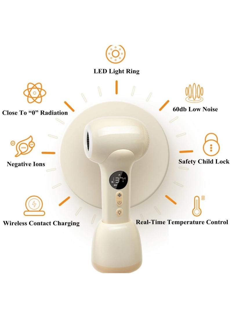 Generic - Mini Hair Dryer for Baby and Kids Portable Low Heat Rechargeable Cordless Blow Dryer with LED Soft Light for Baby Care - Image 1