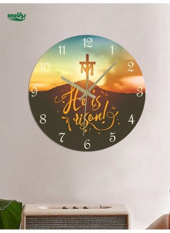 1 Pc, Circular Wall Clock, Savior's Cross, Easter Themed Clock, Silent Wall Clock. Suitable For Living Room, Bedroom, Office Home Decoration, And Scene Decoration.
