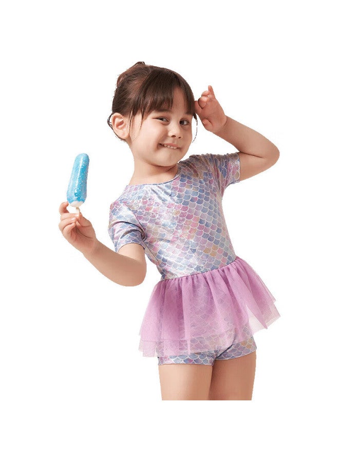 Yizi Children's Swimsuit, Girls' Baby Infant One-piece Hot Spring Swimwear, Ezi18g019, Fish Scale Print 2, 120cm - Image 5