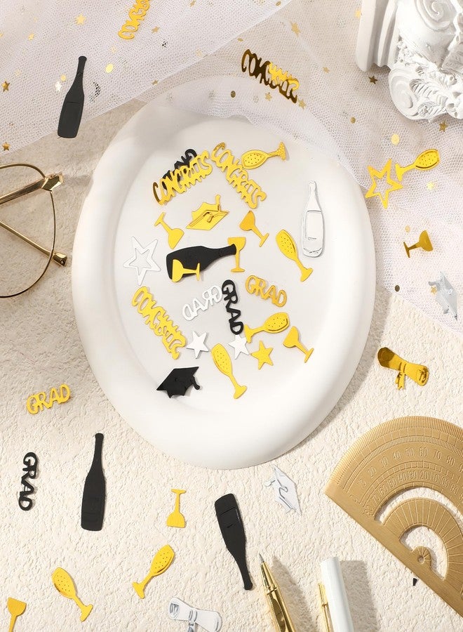 JULBEAR Graduation Confetti, Class of 2025 Party Supplies Black Gold Silver Decorations Confetti Congrats Grad Table Centerpiece for 2025 Graduation Party Kindergarten College School Decor - Image 2