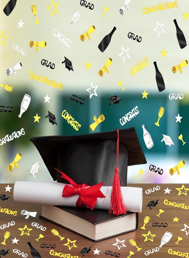 JULBEAR Graduation Confetti, Class of 2025 Party Supplies Black Gold Silver Decorations Confetti Congrats Grad Table Centerpiece for 2025 Graduation Party Kindergarten College School Decor - Image 4