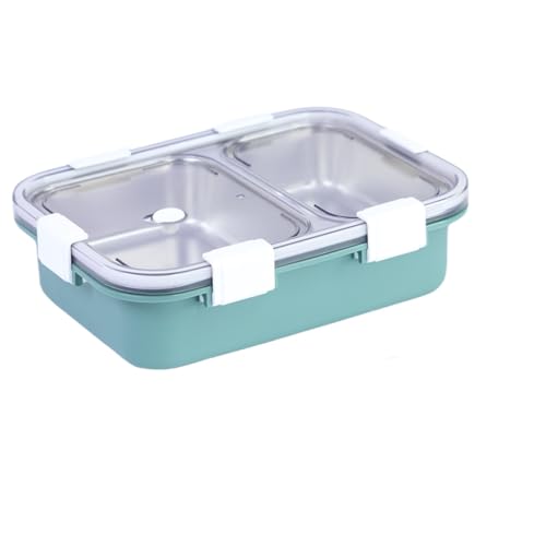 ATTRO Bento 2 Compartment Stainless Steel Lunch Box with Heating & Water Insulation Design Ideal for Office, School & Travelling - Olive Green - Image 1