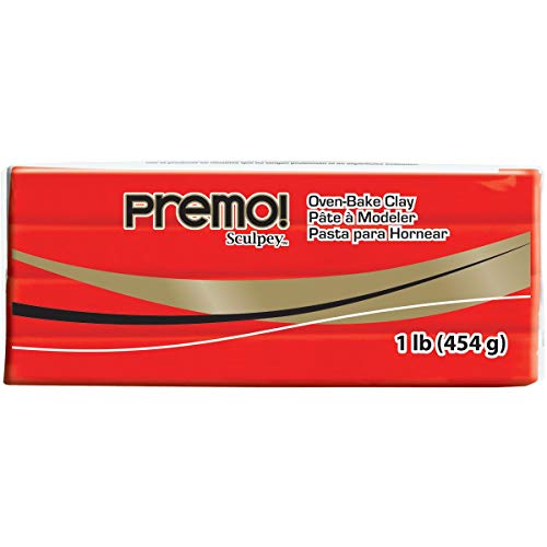 Sculpey Premo Polymer OvenBake Clay Cadmium Red Hue Non Toxic 1 lb bar Great for jewelry making holiday DIY mixed media and more Premium clay perfect for clayers and artists - Image 1